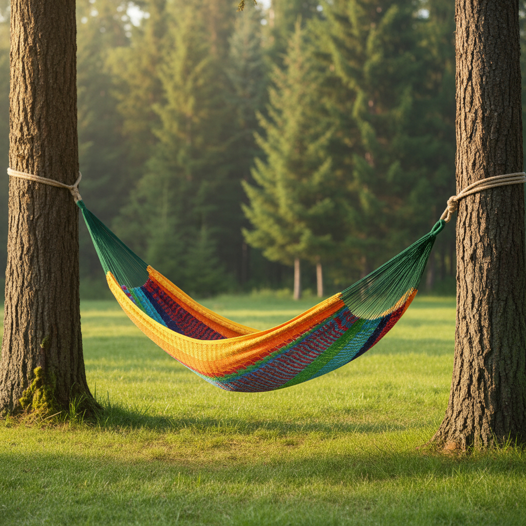 670965 1 x 156 x 90 in. Green Red & Yellow Striped Double Hammock