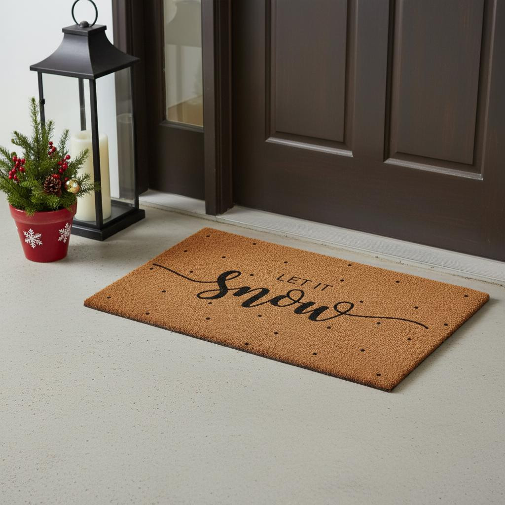 654460 24 x 36 x 0.60 in. Brown & Black Christmas Outdoor Coir Door Mat
