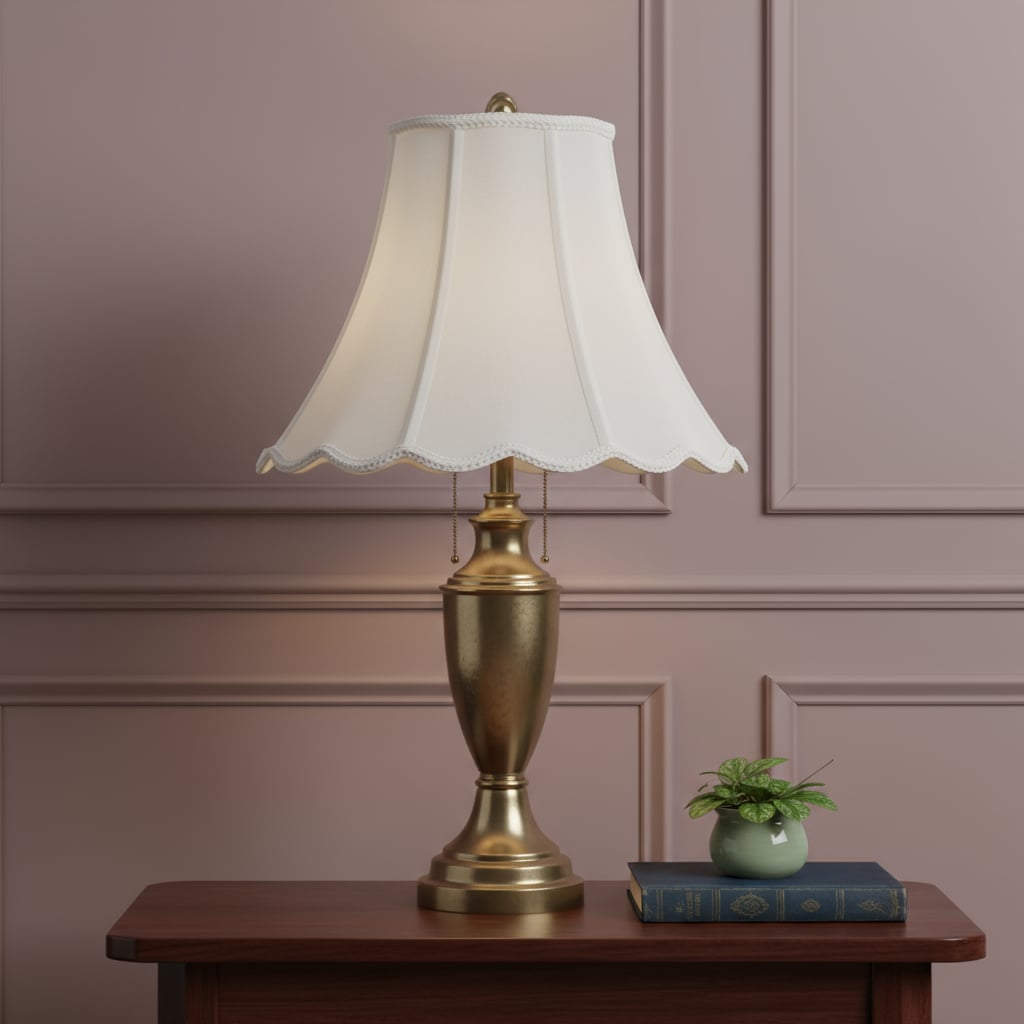 654726 13.13 x 18 x 18 in. White Linen Piped Bell Lamp Shade