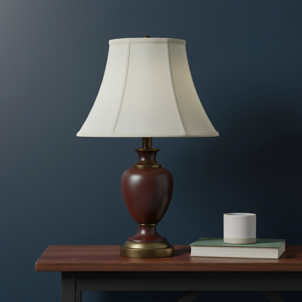 654714 8.5 in. Linen Piped Bell Lamp Shade, Eggshell