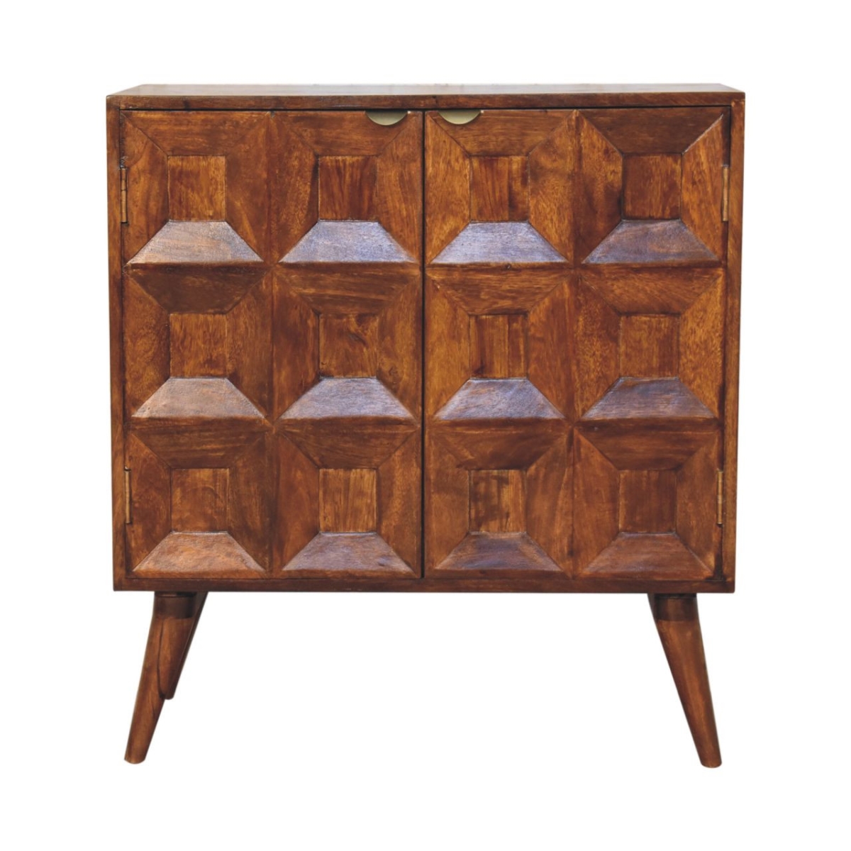651497 16 in. Brown Solid Wood One Drawer Round Floating Nightstand
