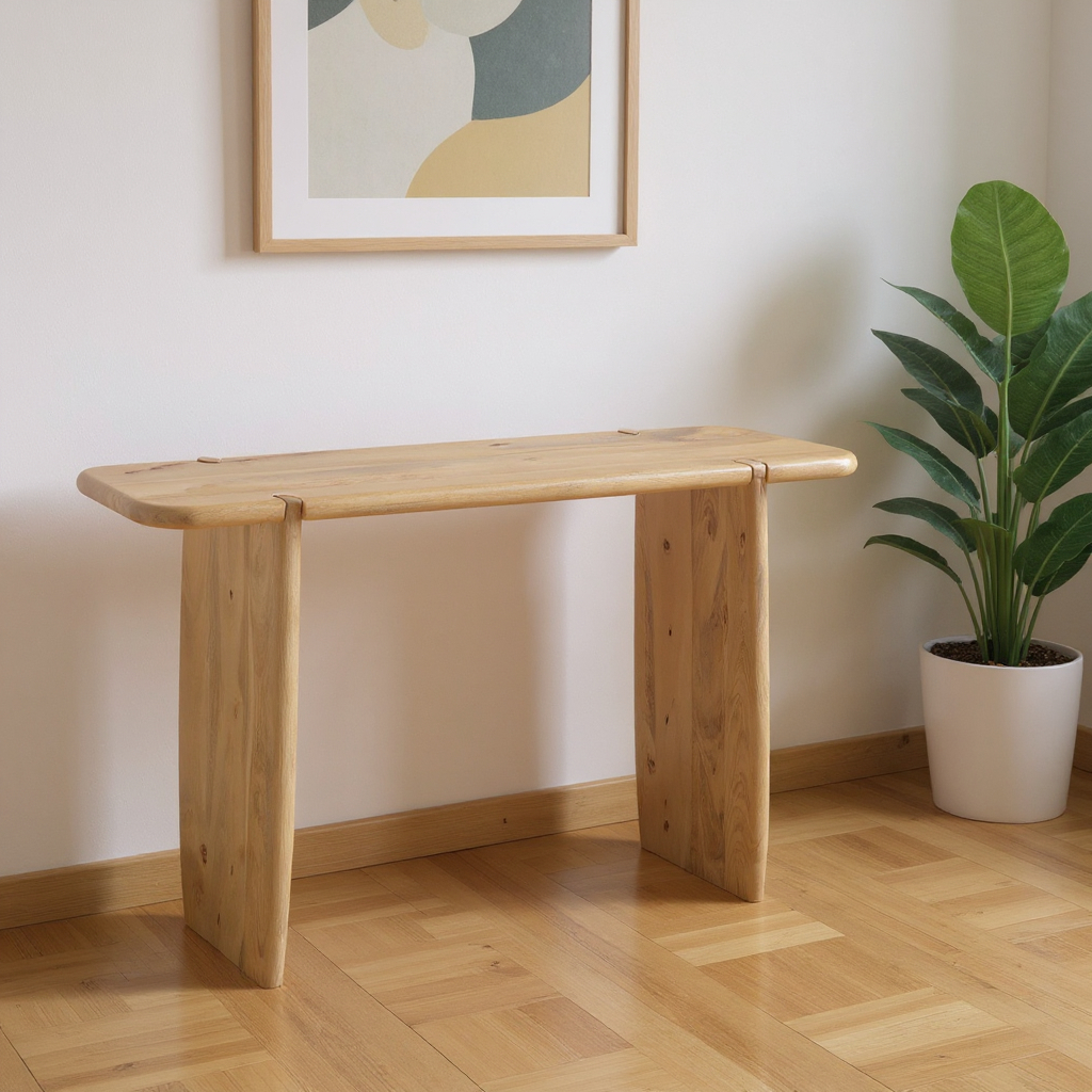 654553 52 in. Natural Solid Wood Solid Console Table