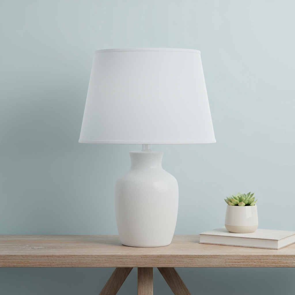 654700 Faux Silk Plain Drum Lamp Shade - White