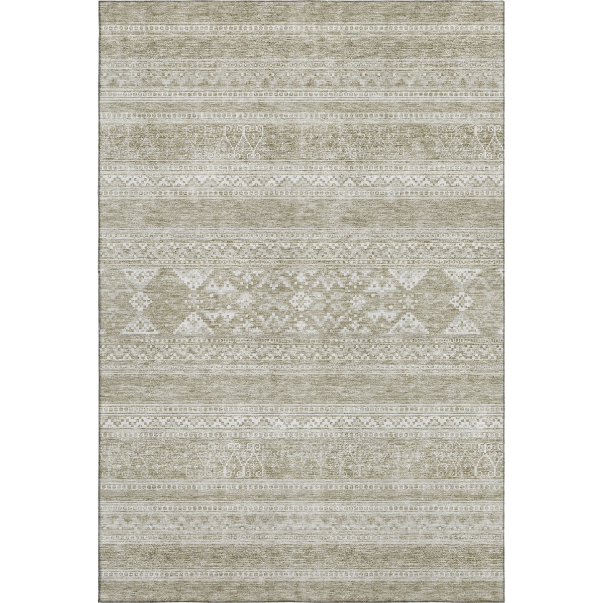 657420 3 x 5 ft. Khaki & Ivory Southwestern Washable Machine Made Rectangle Area Rug with UV Protection