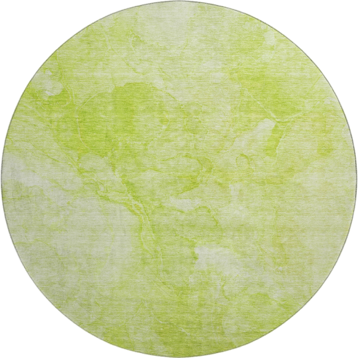 656277 8 ft. Artichoke Green & Ivory Abstract Transitional Washable Round Area Rug with UV Protection