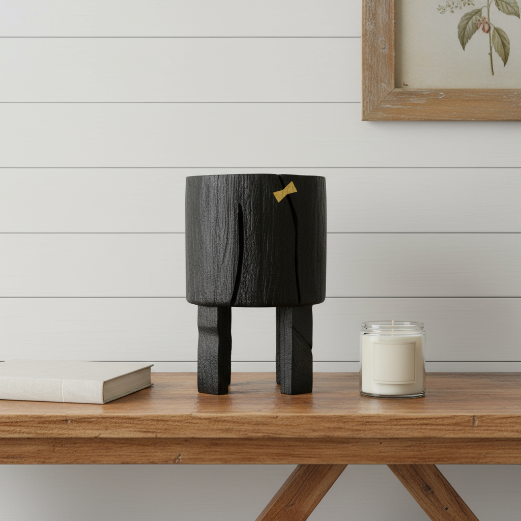 659056 24 x 15.75 x 15.75 in. Black Wood Pot Planter