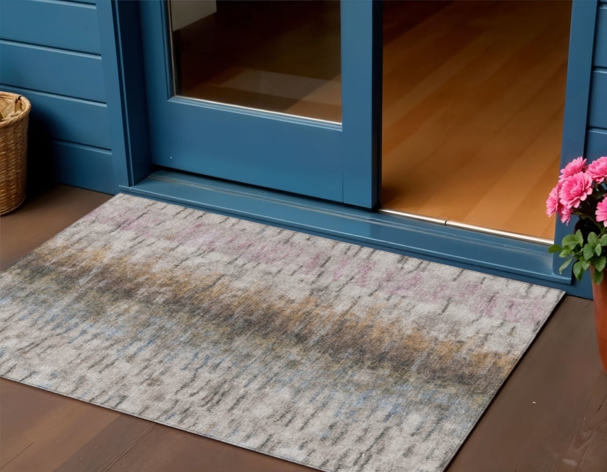 659132 3 x 5 ft. Brown, Taupe & Ivory Abstract Washable Transitional Indoor & Outdoor Rectangle Area Rug