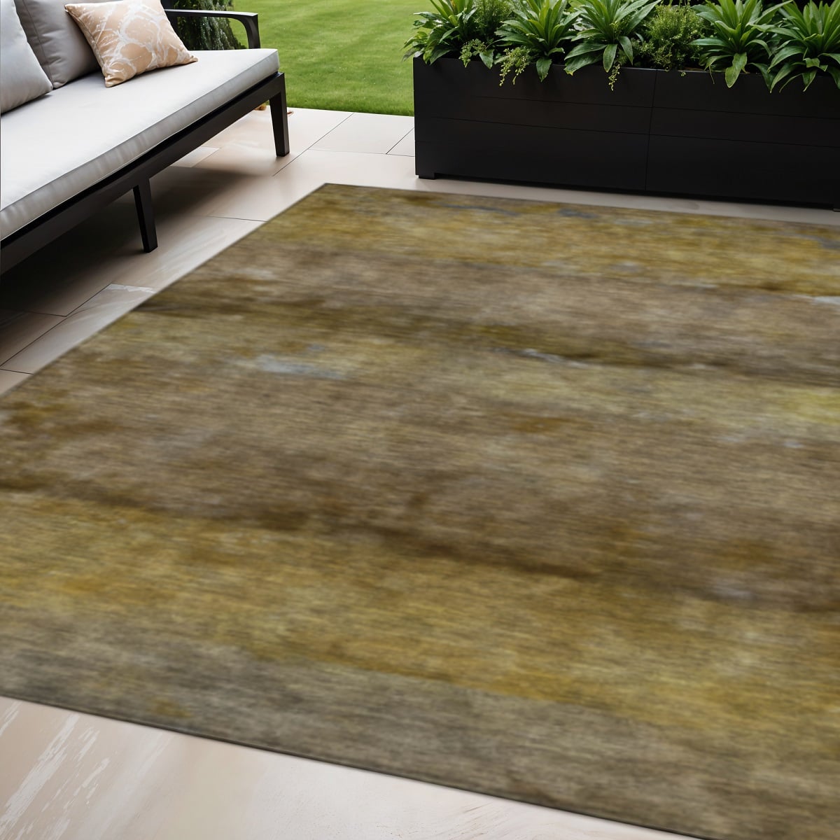 658766 5 x 8 ft. Brown & Taupe Abstract Washable Transitional Indoor & Outdoor Rectangle Area Rug