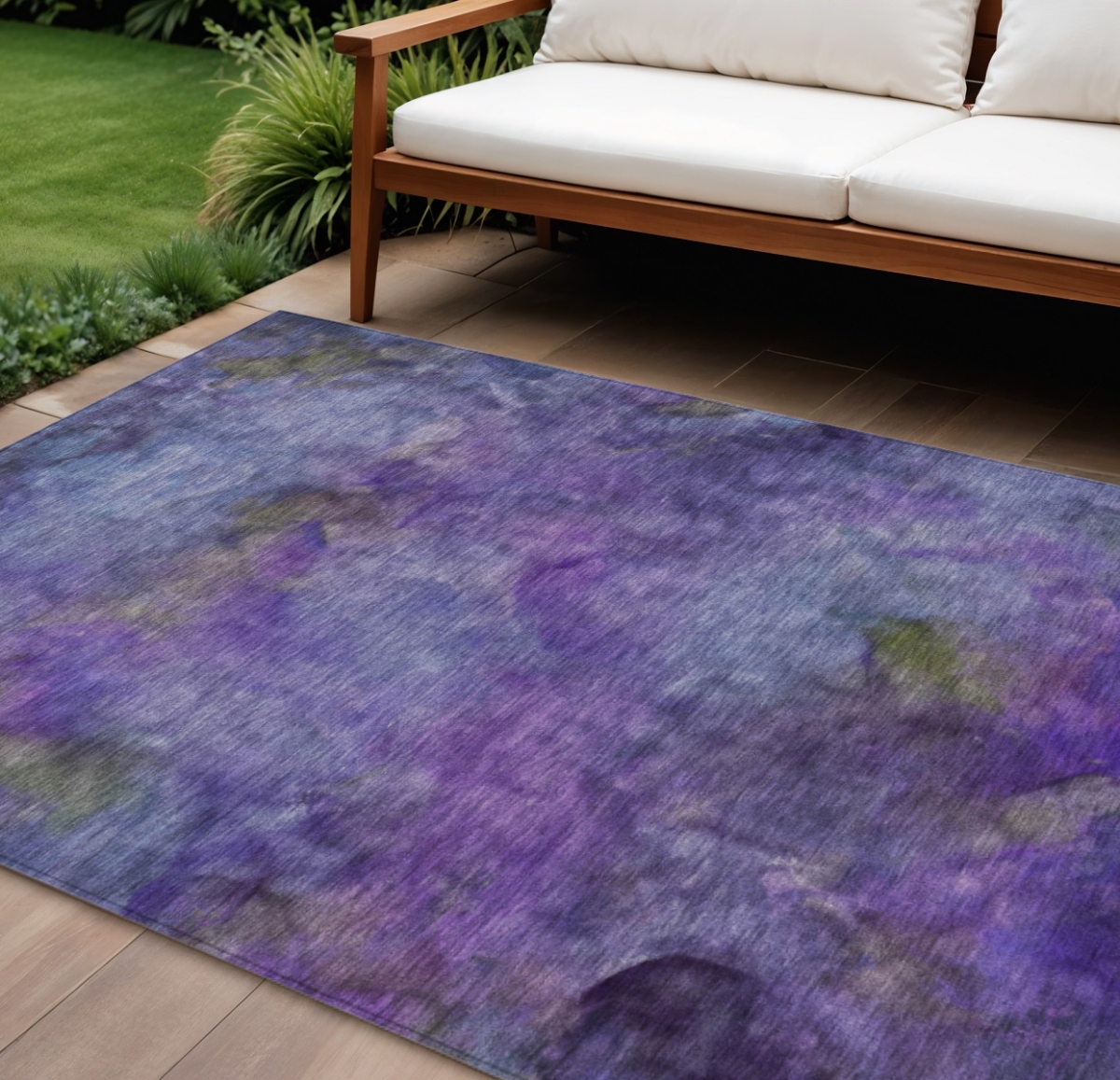 658836 10 x 14 ft. Purple & Lavender Abstract Washable Transitional Indoor & Outdoor Rectangle Area Rug