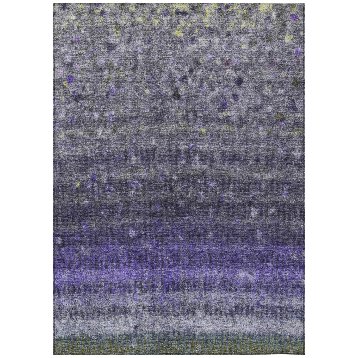 659022 10 x 14 ft. Purple & Gray Striped Washable Transitional Indoor & Outdoor Rectangle Area Rug