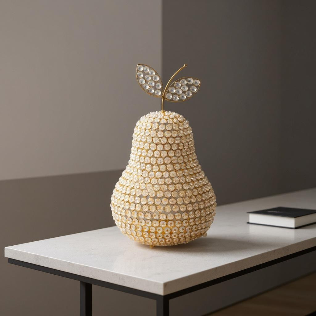 659501 18 in. Gold Crystal & Iron Tabletop Sculpture