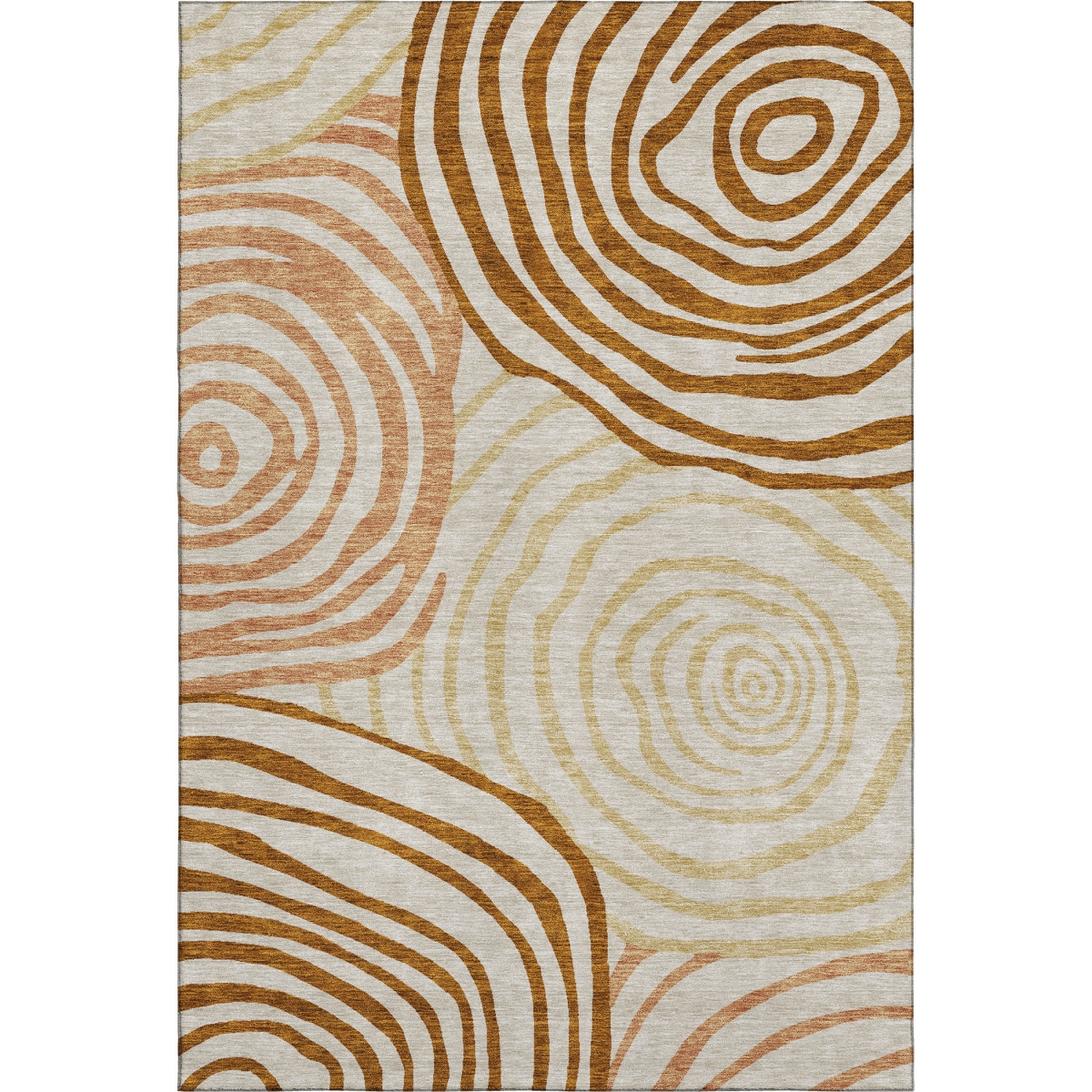 664232 5 x 8 ft. Terra Cotta Beige & Gold Abstract Washable Machine Made Rectangle Area Rug with UV Protection
