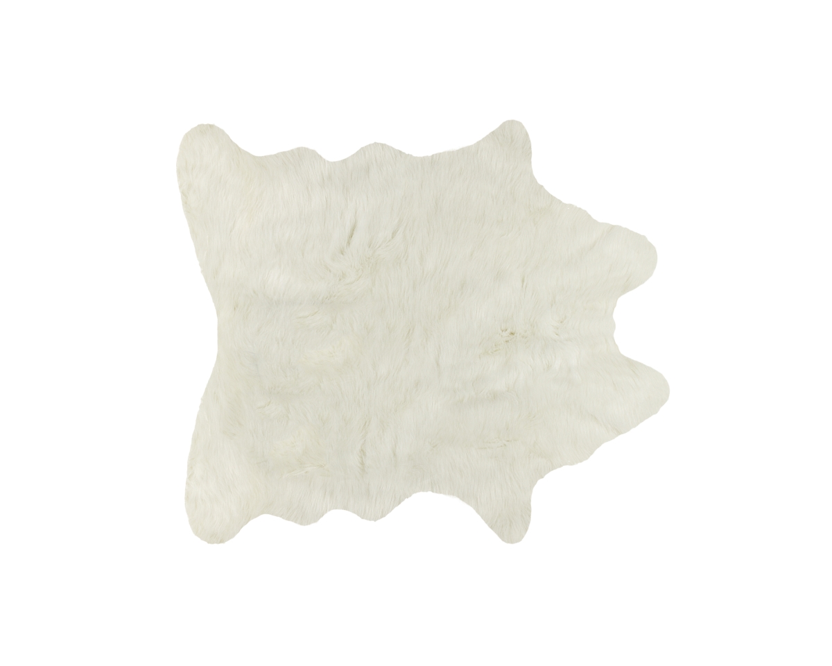 Faux Cowhide Rug, Off White - 4.25 x 5 ft.