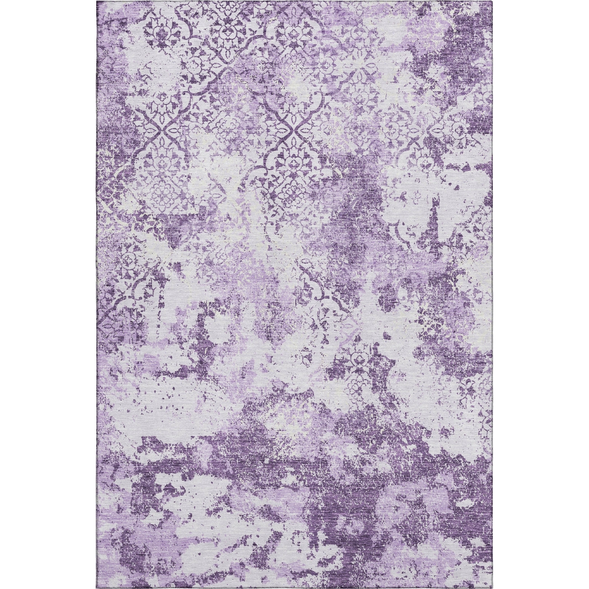 664511 9 x 12 ft. Lavender & Ivory Abstract Transitional Washable Machine Made Rectangle Area Rug with UV Protection