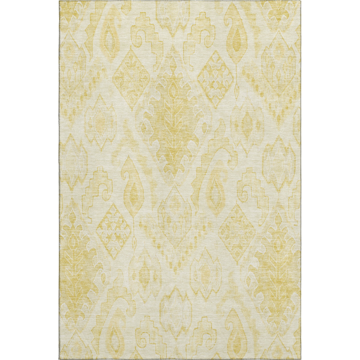 664809 9 x 12 ft. Gold & Ivory Moroccan Washable Machine Made Rectangle Area Rug with UV Protection