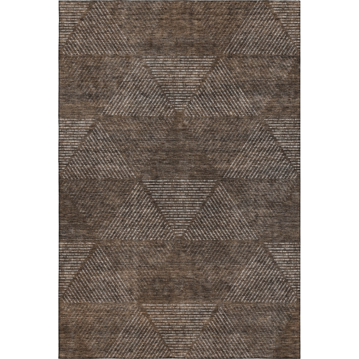 664845 9 x 12 ft. Brown & Taupe Geometric Washable Machine Made Rectangle Area Rug with UV Protection
