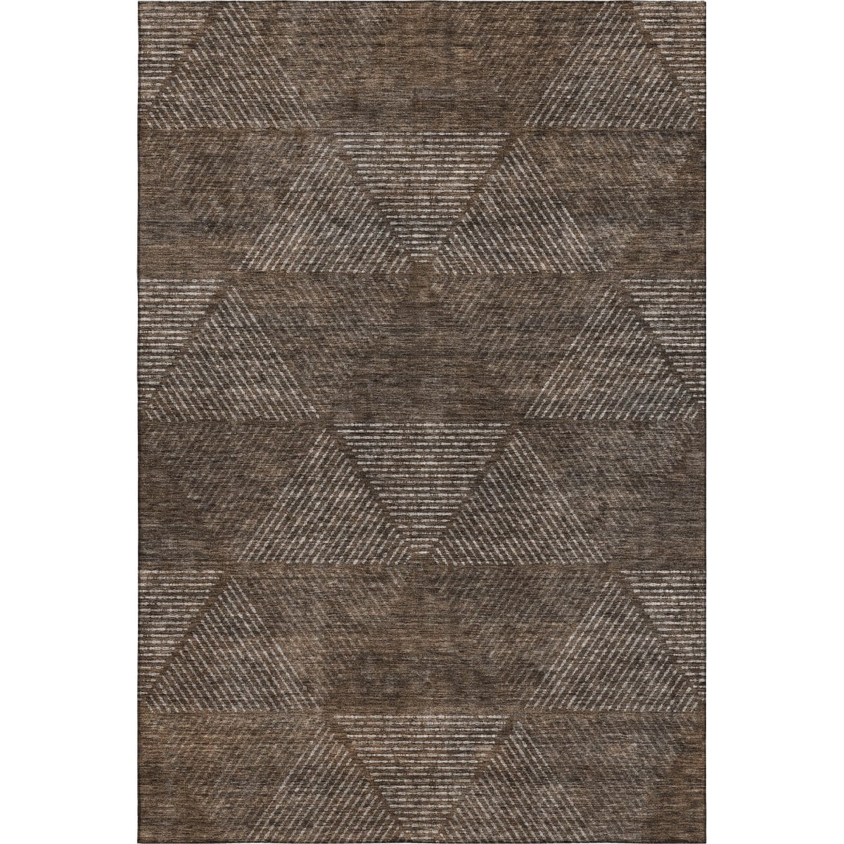 664846 10 x 14 ft. Brown & Taupe Geometric Washable Machine Made Rectangle Area Rug with UV Protection