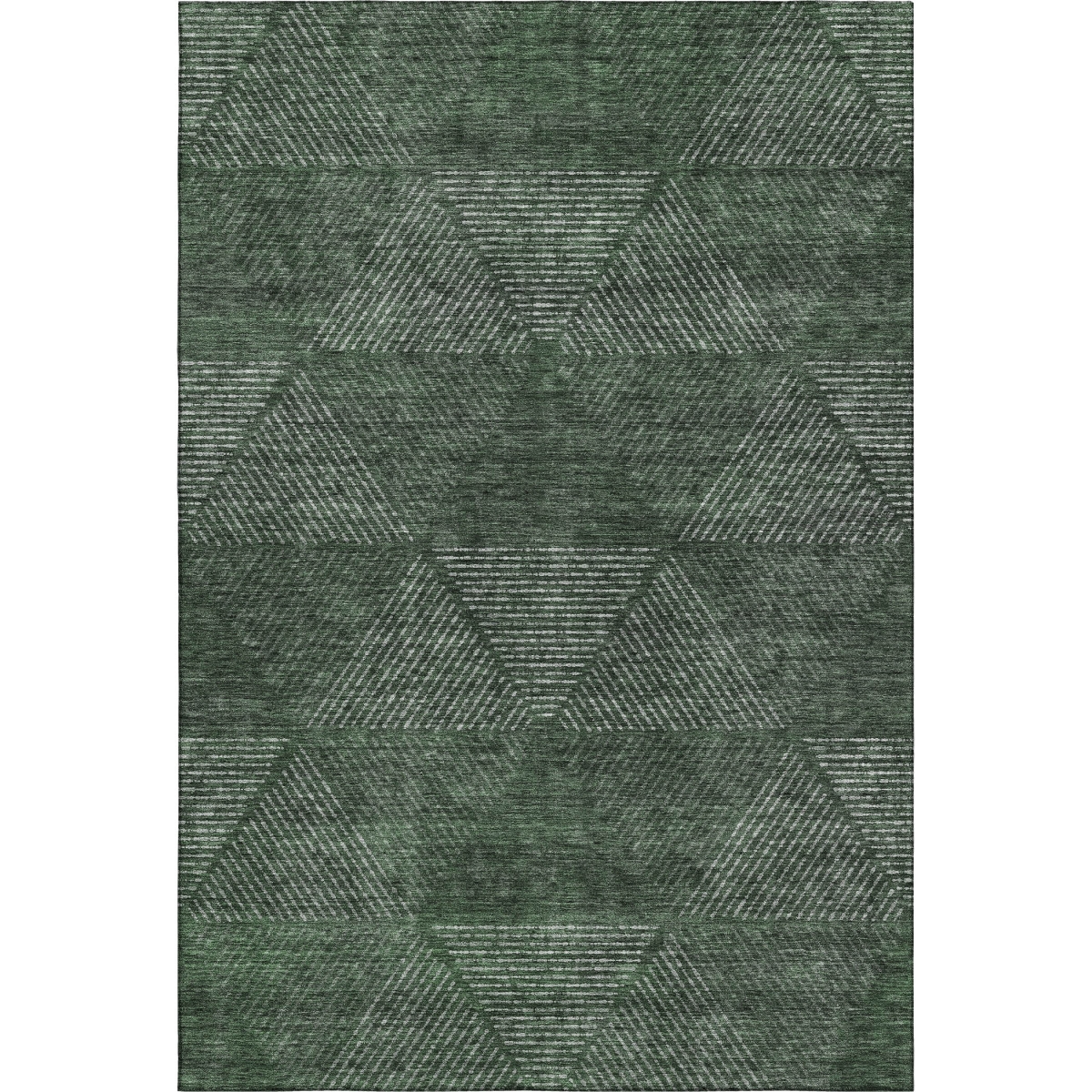 664870 10 x 14 ft. Fern Green & Emerald Geometric Washable Machine Made Rectangle Area Rug with UV Protection