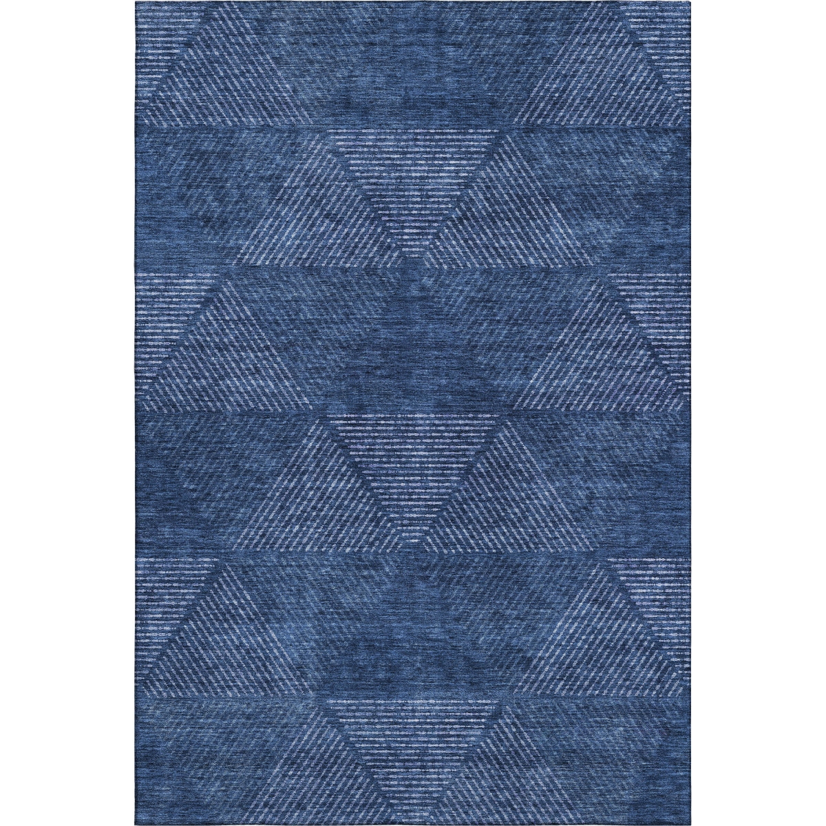 664876 10 x 14 ft. Navy Blue & Ivory Geometric Transitional Washable Machine Made Rectangle Area Rug with UV Protection
