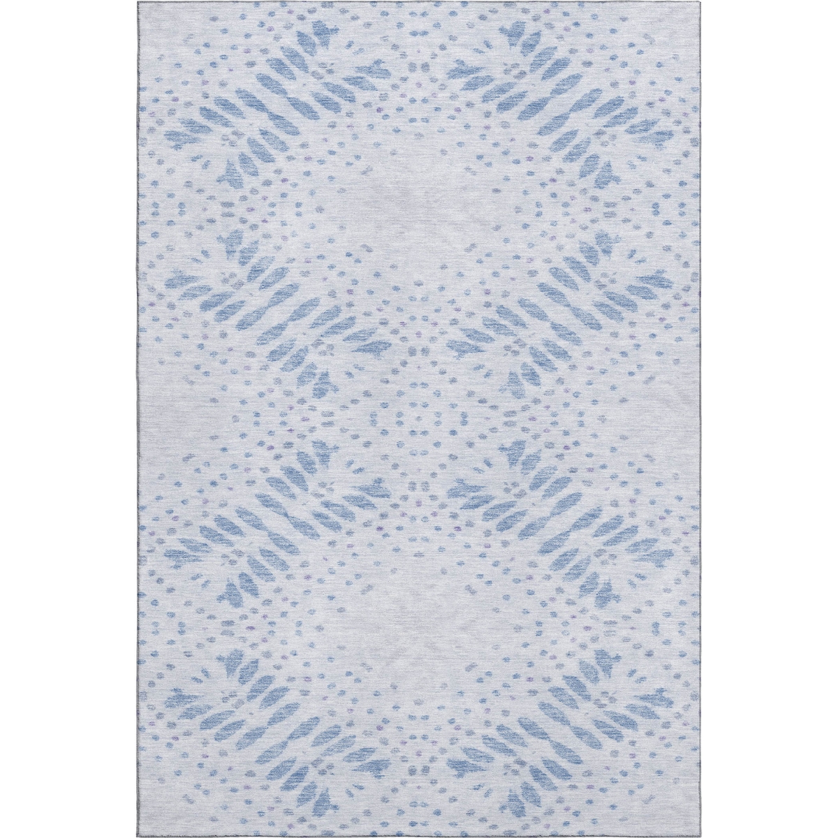 664917 9 x 12 ft. Blue & Ivory Floral Transitional Washable Machine Made Rectangle Area Rug with UV Protection