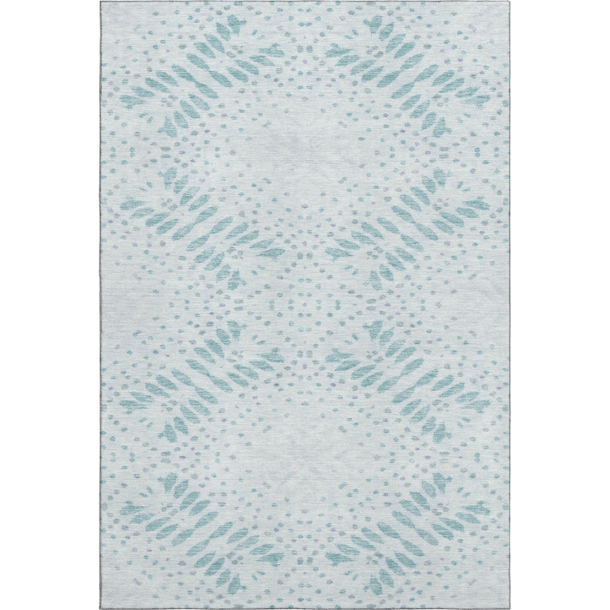 664934 8 x 10 ft. Teal & Ivory Floral Transitional Washable Machine Made Rectangle Area Rug with UV Protection