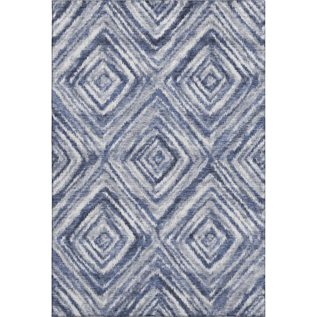 665010 5 x 8 ft. Blue, Ivory & Gray Geometric Transitional Washable Machine Made Rectangle Area Rug with UV Protection