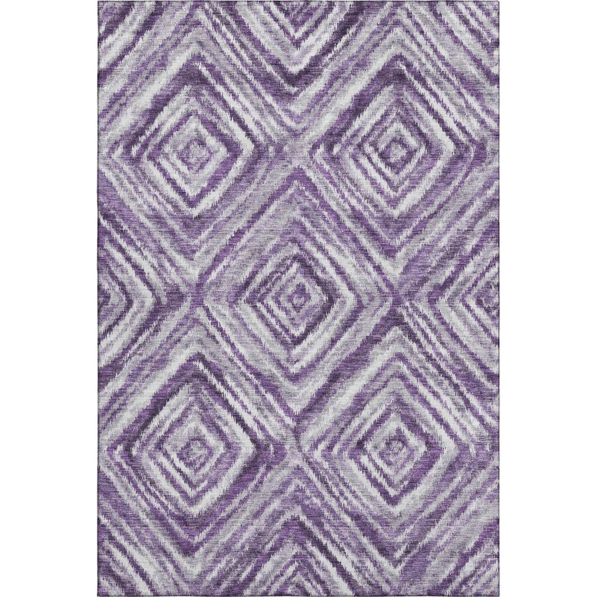 665031 9 x 12 ft. Purple, Ivory & Gray Geometric Transitional Washable Machine Made Rectangle Area Rug with UV Protection