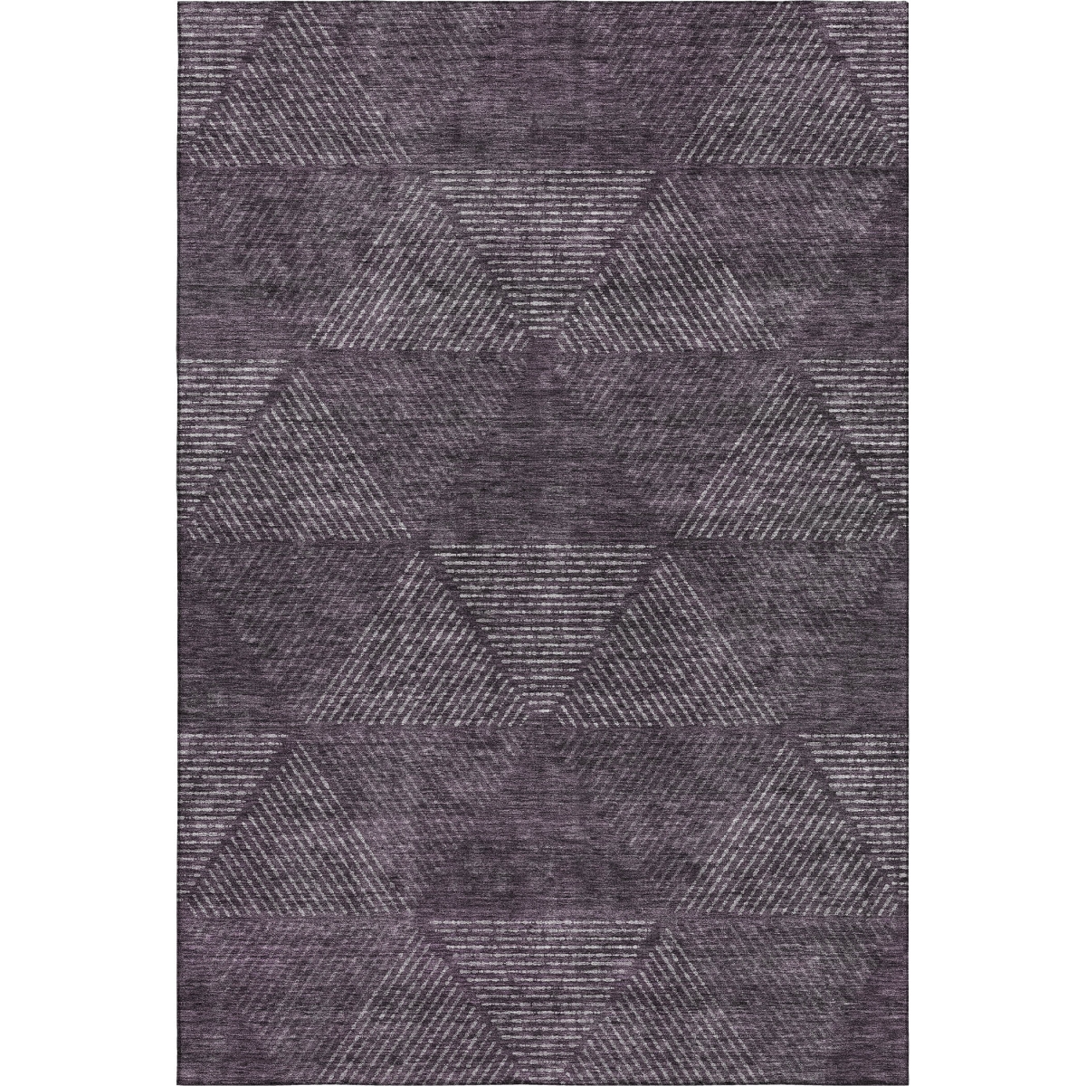 664863 9 x 12 ft. Eggplant & Gray Geometric Washable Machine Made Rectangle Area Rug with UV Protection