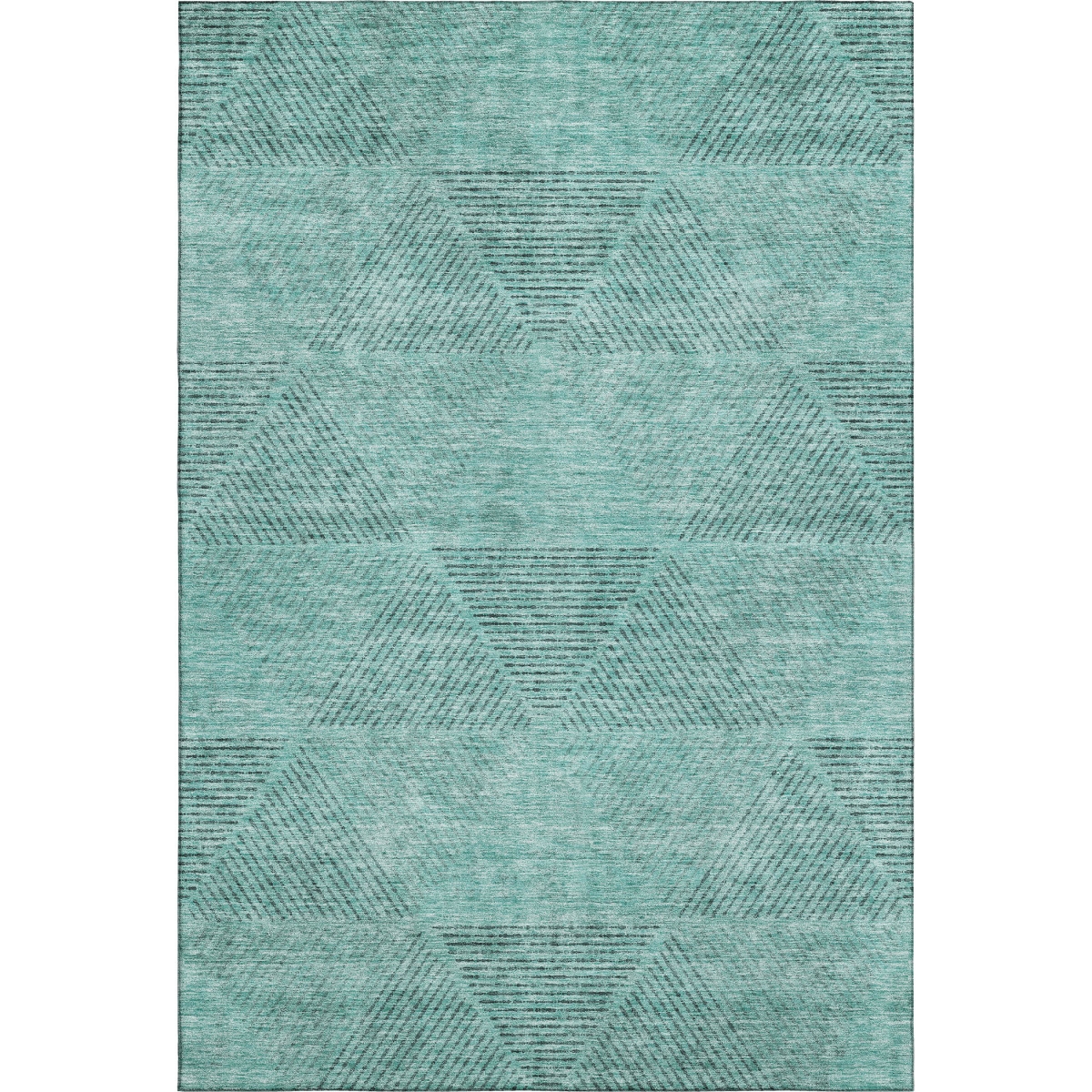 664888 10 x 14 ft. Teal & Gray Geometric Transitional Washable Machine Made Rectangle Area Rug with UV Protection