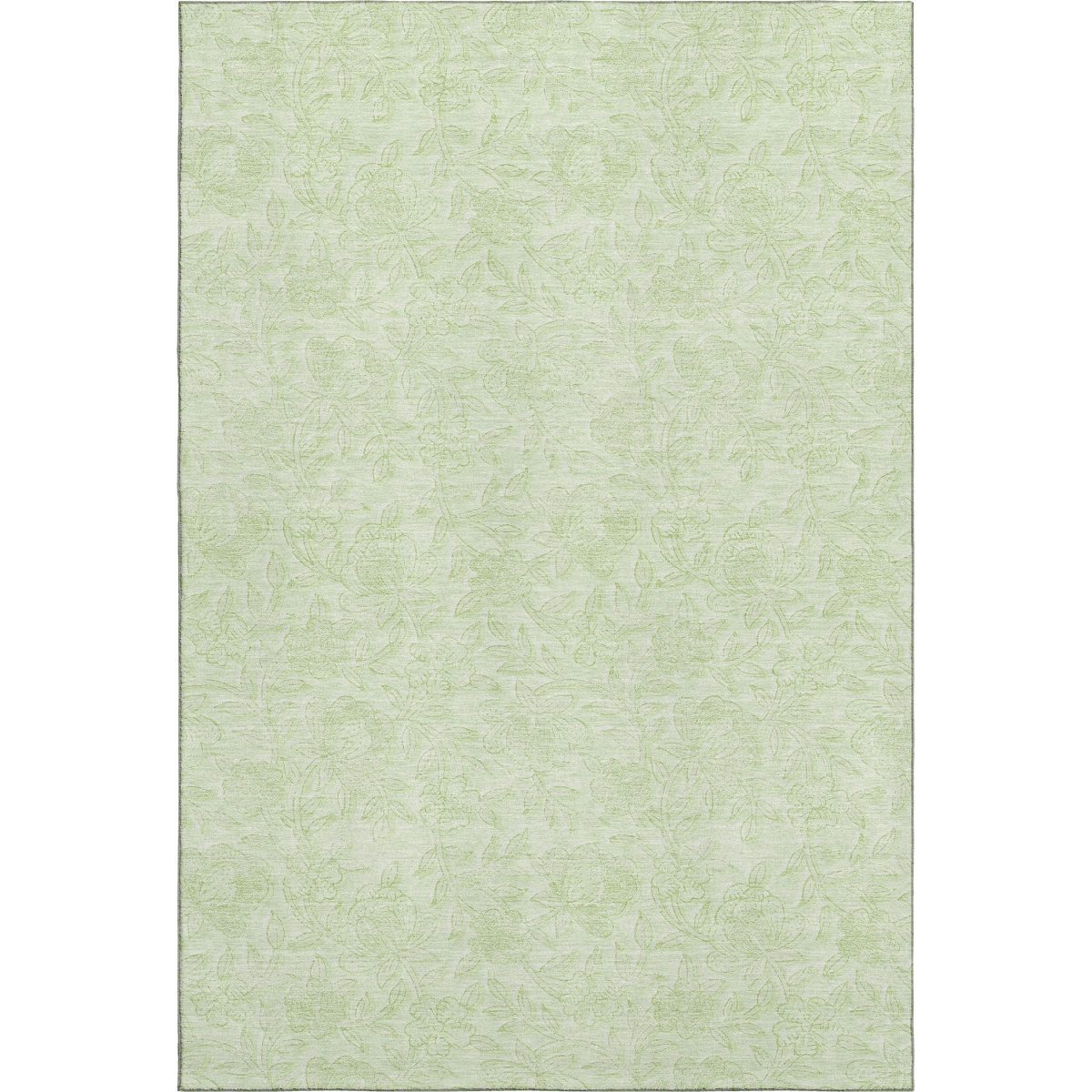 665043 9 x 12 ft. Artichoke Green & Ivory Floral Transitional Washable Machine Made Rectangle Area Rug with UV Protection