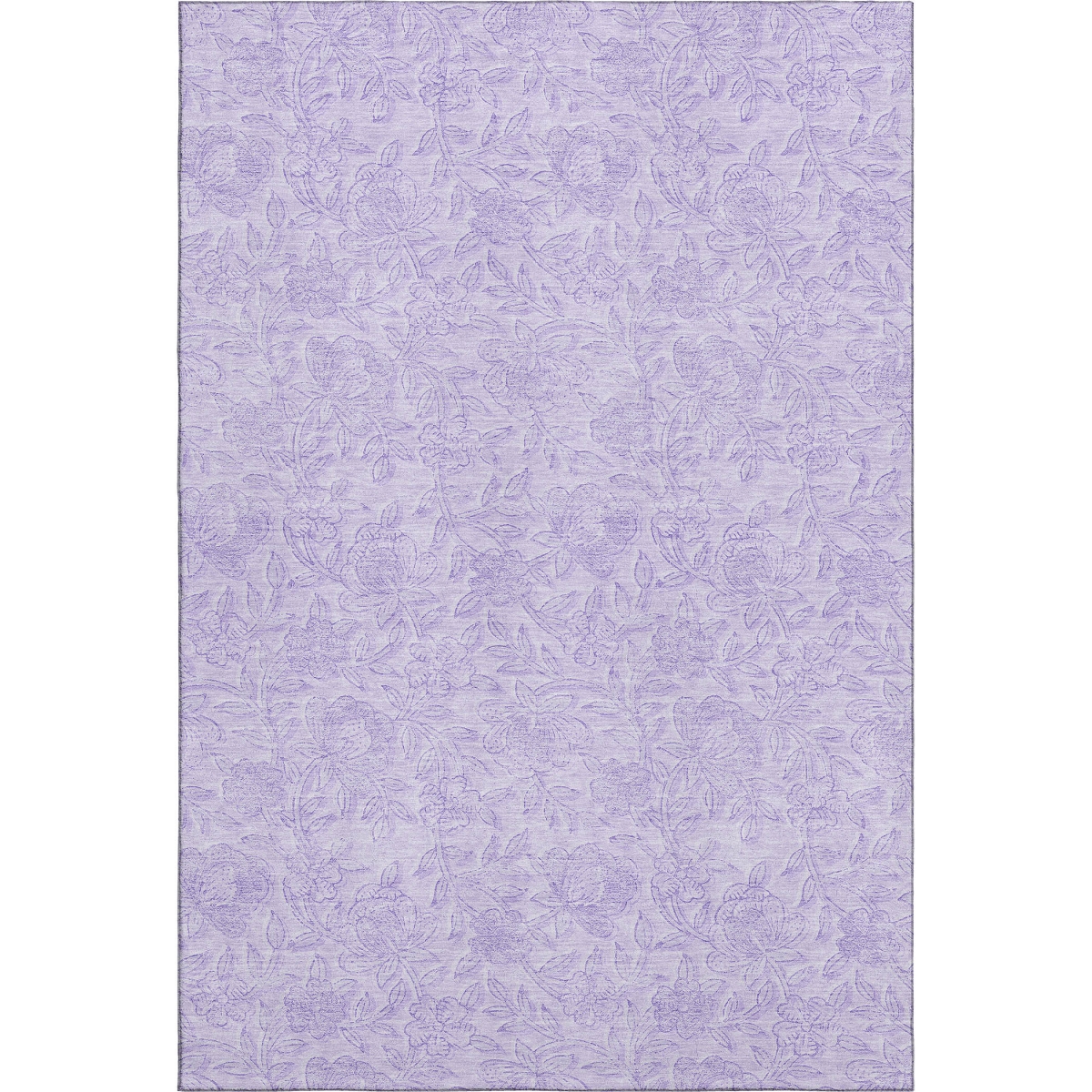 665054 8 x 10 ft. Lilac & Ivory Floral Transitional Washable Machine Made Rectangle Area Rug with UV Protection