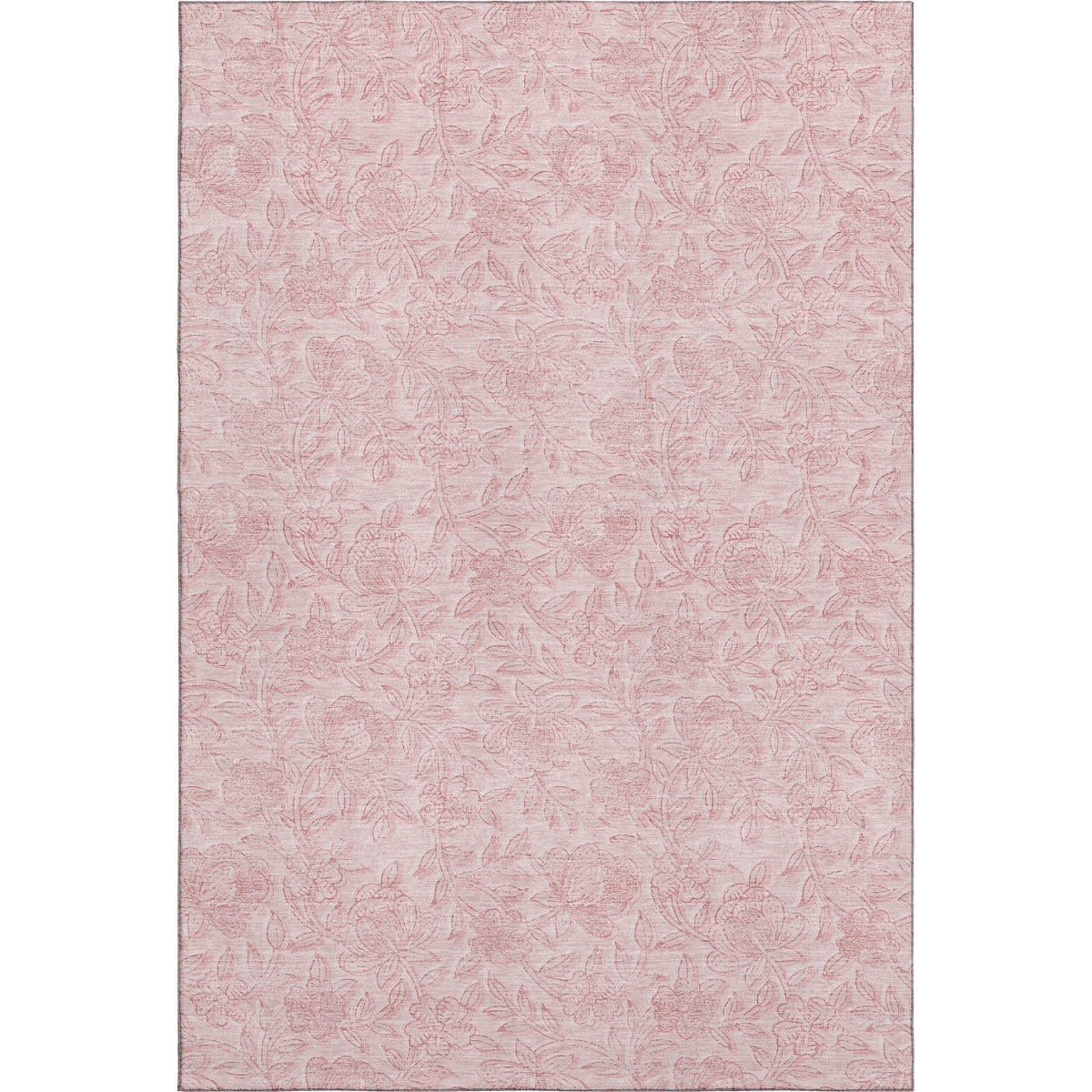 665058 5 x 8 ft. Pink & Ivory Floral Transitional Washable Machine Made Rectangle Area Rug with UV Protection