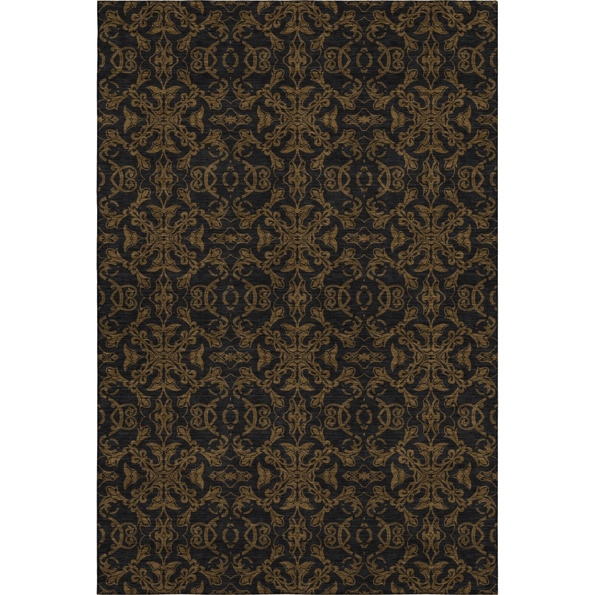 665199 9 x 12 ft. Brown & Charcoal Medallion Washable Machine Made Rectangle Area Rug with UV Protection