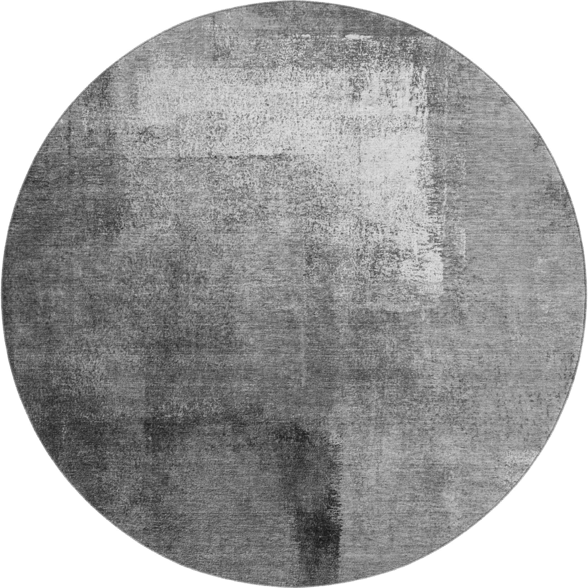 665269 8 ft. Gray Silver & Charcoal Abstract Washable Round Area Rug with UV Protection