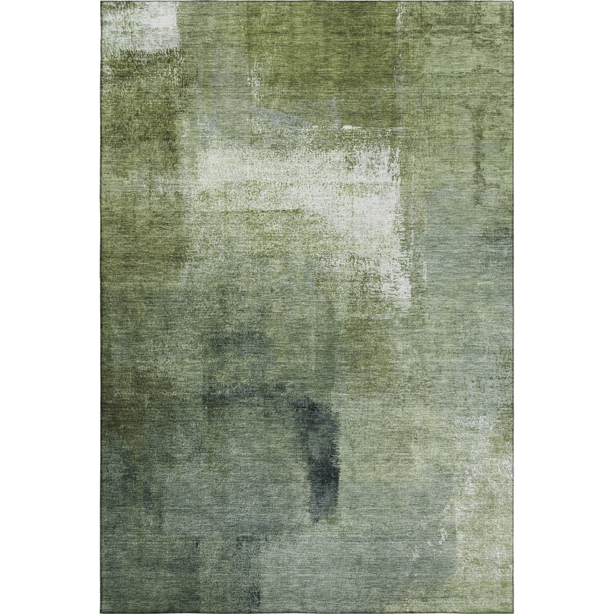 665274 5 x 8 ft. Green & Ivory Abstract Transitional Washable Machine Made Rectangle Area Rug with UV Protection