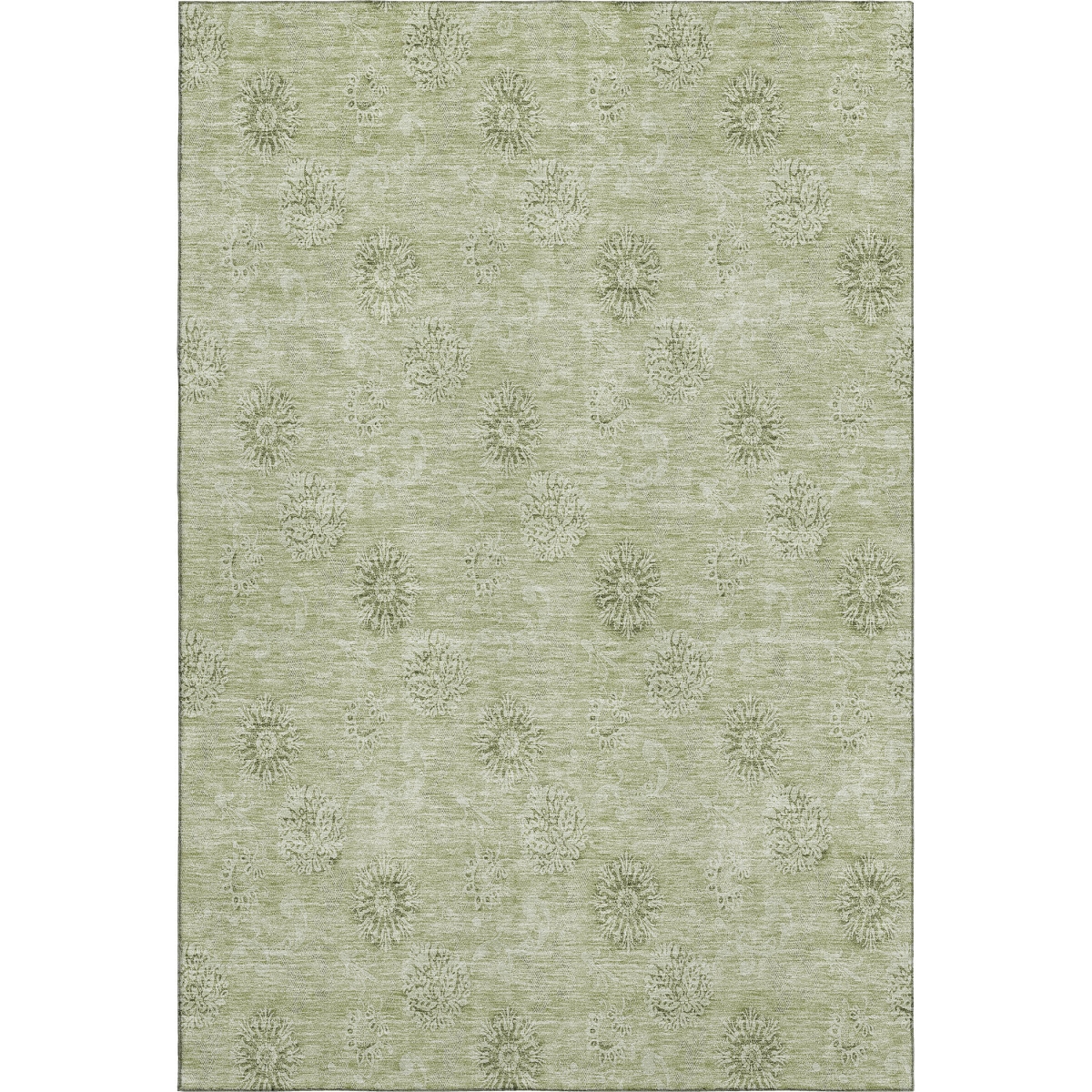 665360 8 x 10 ft. Sage & Ivory Floral Transitional Washable Machine Made Rectangle Area Rug with UV Protection