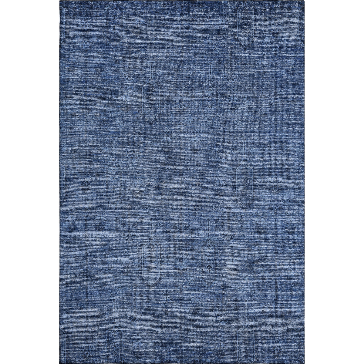 665426 9 x 12 ft. Navy Blue & Gray Southwestern Transitional Washable Machine Made Rectangle Area Rug with UV Protection