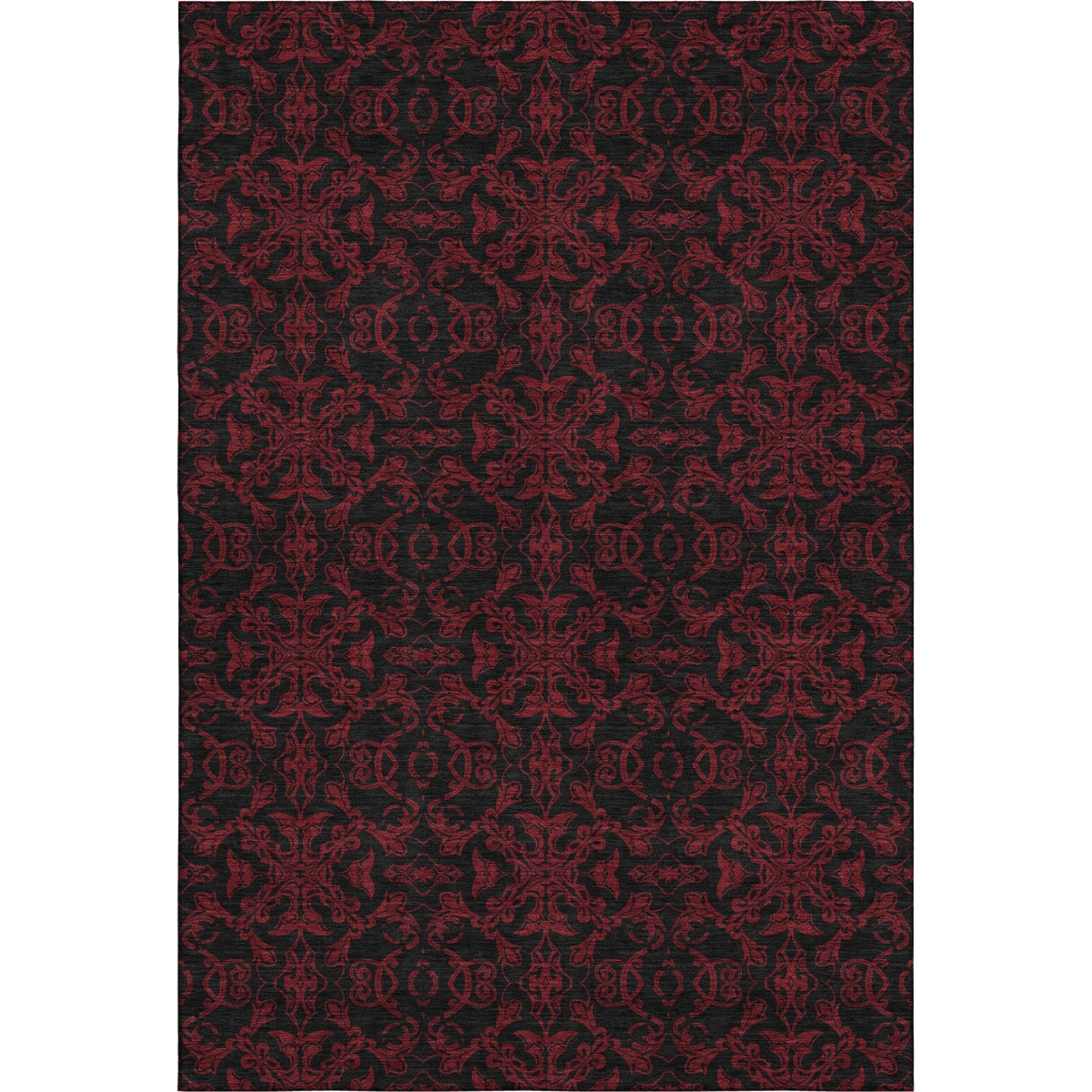 665222 8 x 10 ft. Red & Black Medallion Washable Machine Made Rectangle Area Rug with UV Protection