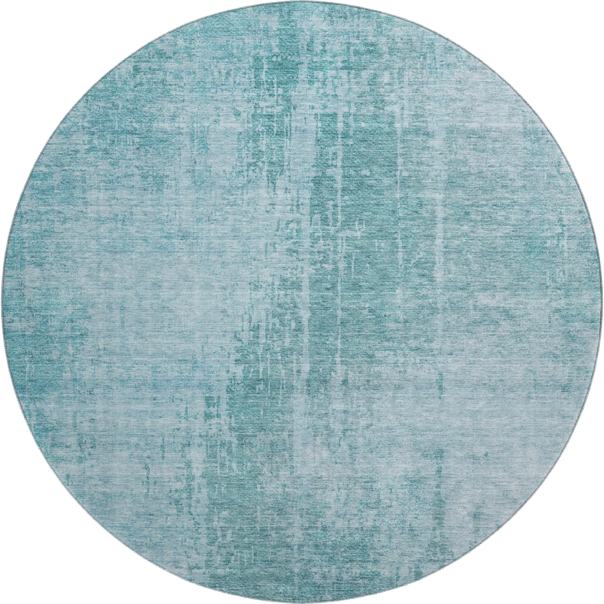 665612 8 ft. Aqua & Teal Abstract Transitional Washable Round Area Rug with UV Protection