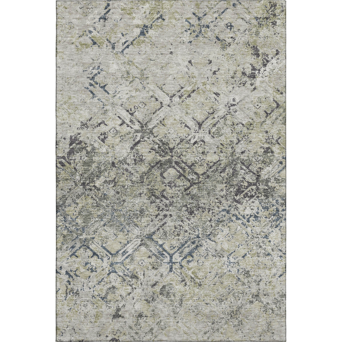 664436 5 x 8 ft. Silver Gray & Ivory Diamond Washable Machine Made Rectangle Area Rug with UV Protection
