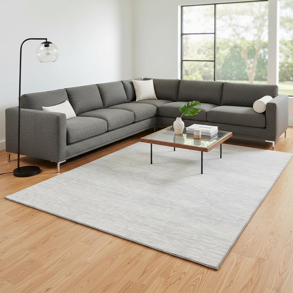 668187 10 x 14 ft. Silver & Gray Striped Transitional Washable Machine Made Rectangle Area Rug with UV Protection