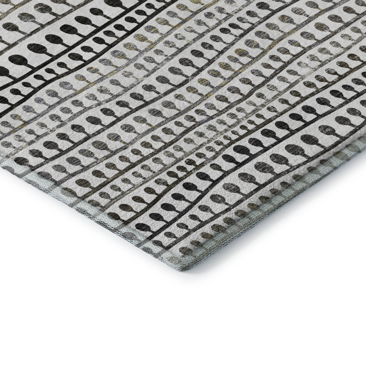 666625 9 x 12 ft. Ivory Brown & Gray Striped Washable Machine Made Rectangle Area Rug with UV Protection