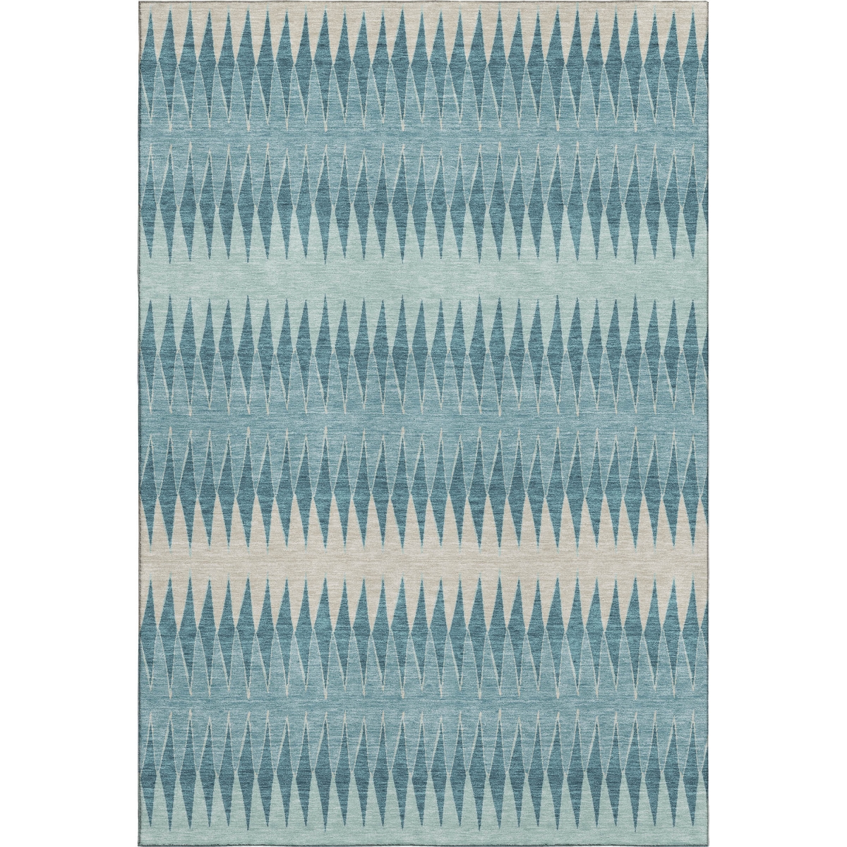 669010 8 x 10 ft. Teal & Beige Striped Transitional Washable Machine Made Rectangle Area Rug with UV Protection
