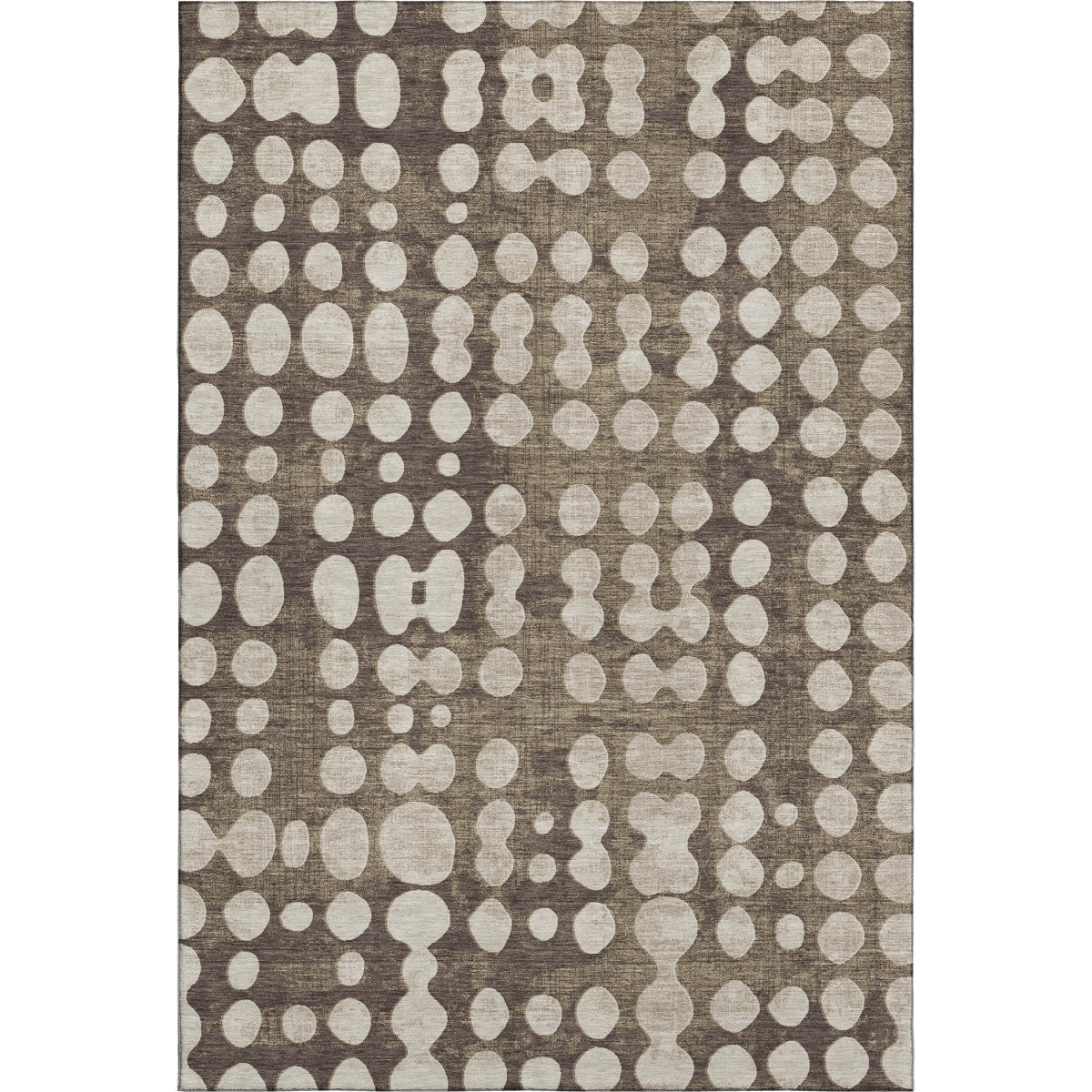 669101 9 x 12 ft. Brown & Beige Polka Dot Transitional Washable Machine Made Rectangle Area Rug with UV Protection