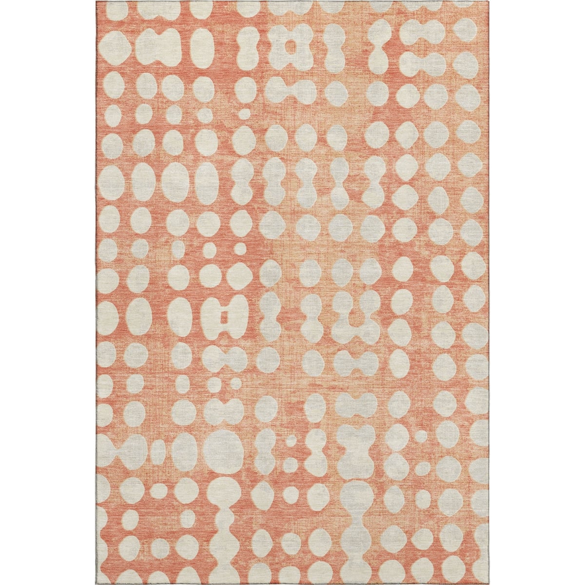 669107 9 x 12 ft. Coral & Beige Polka Dot Washable Machine Made Rectangle Area Rug with UV Protection
