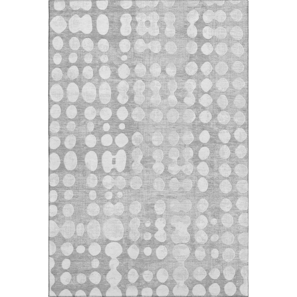 669119 9 x 12 ft. Gray & Ivory Polka Dot Transitional Washable Machine Made Rectangle Area Rug with UV Protection