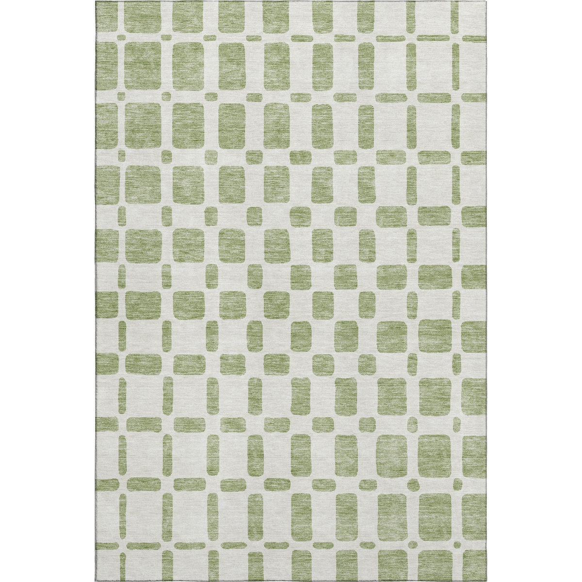 669250 8 x 10 ft. Artichoke Green & Ivory Geometric Transitional Washable Machine Made Rectangle Area Rug with UV Protection