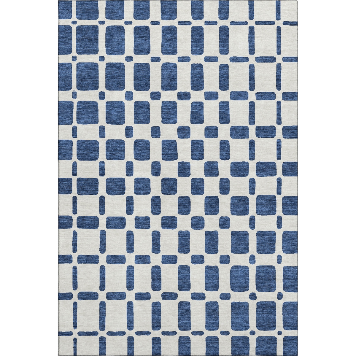 669293 9 x 12 ft. Navy Blue & Ivory Geometric Transitional Washable Machine Made Rectangle Area Rug with UV Protection