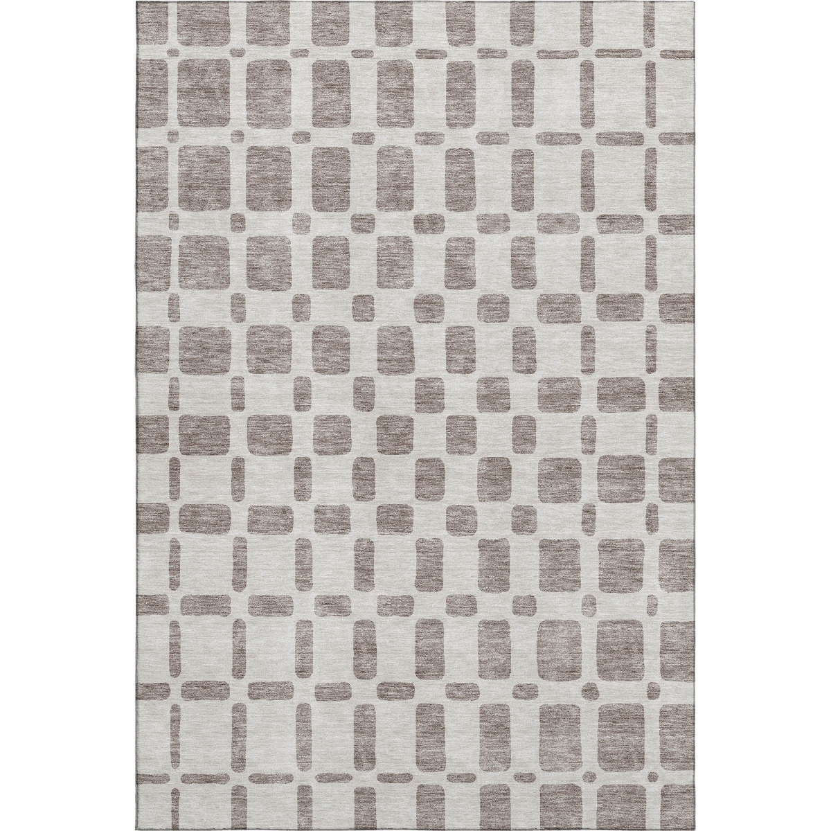 669314 5 x 8 ft. Taupe & Ivory Geometric Transitional Washable Machine Made Rectangle Area Rug with UV Protection