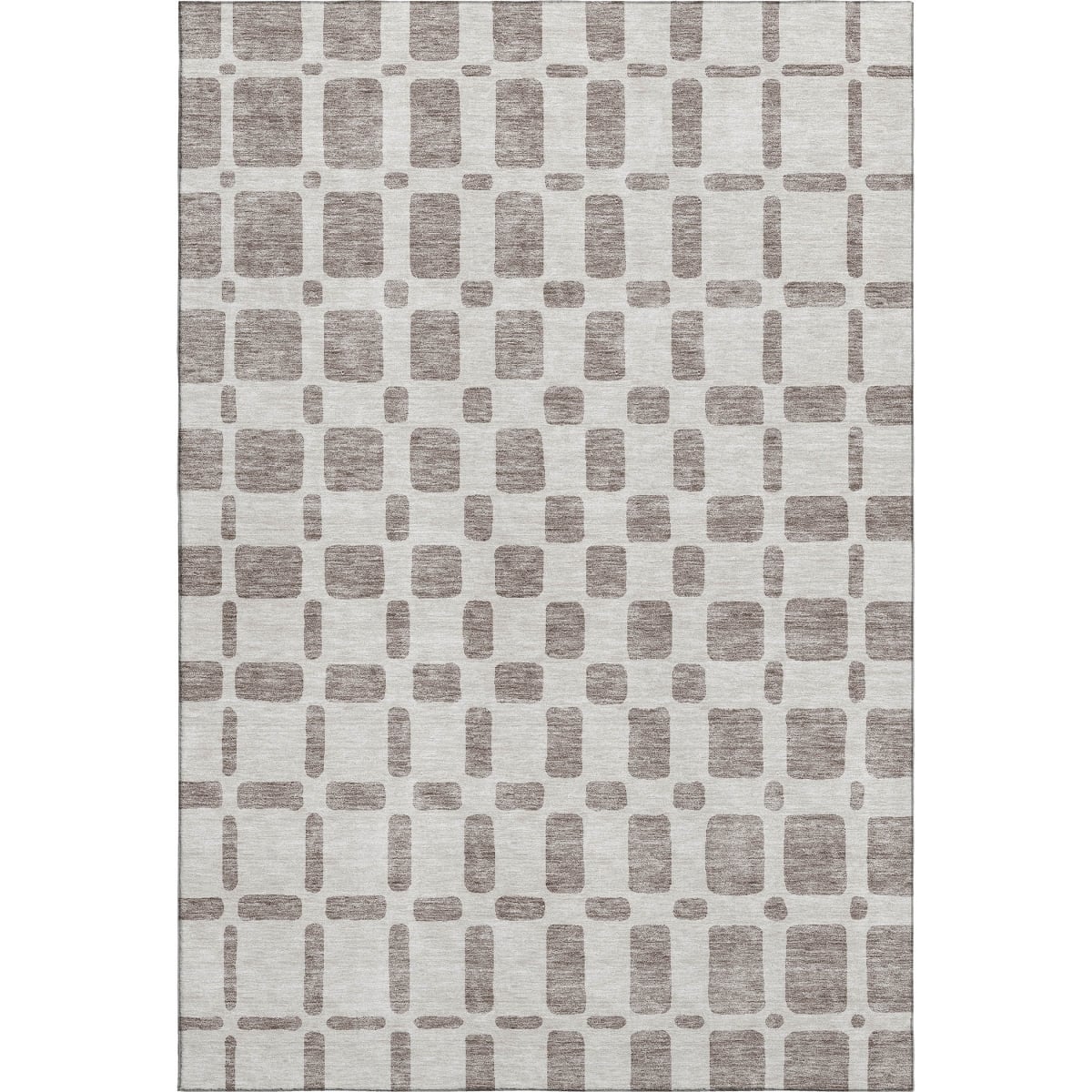 669316 8 x 10 ft. Taupe & Ivory Geometric Transitional Washable Machine Made Rectangle Area Rug with UV Protection